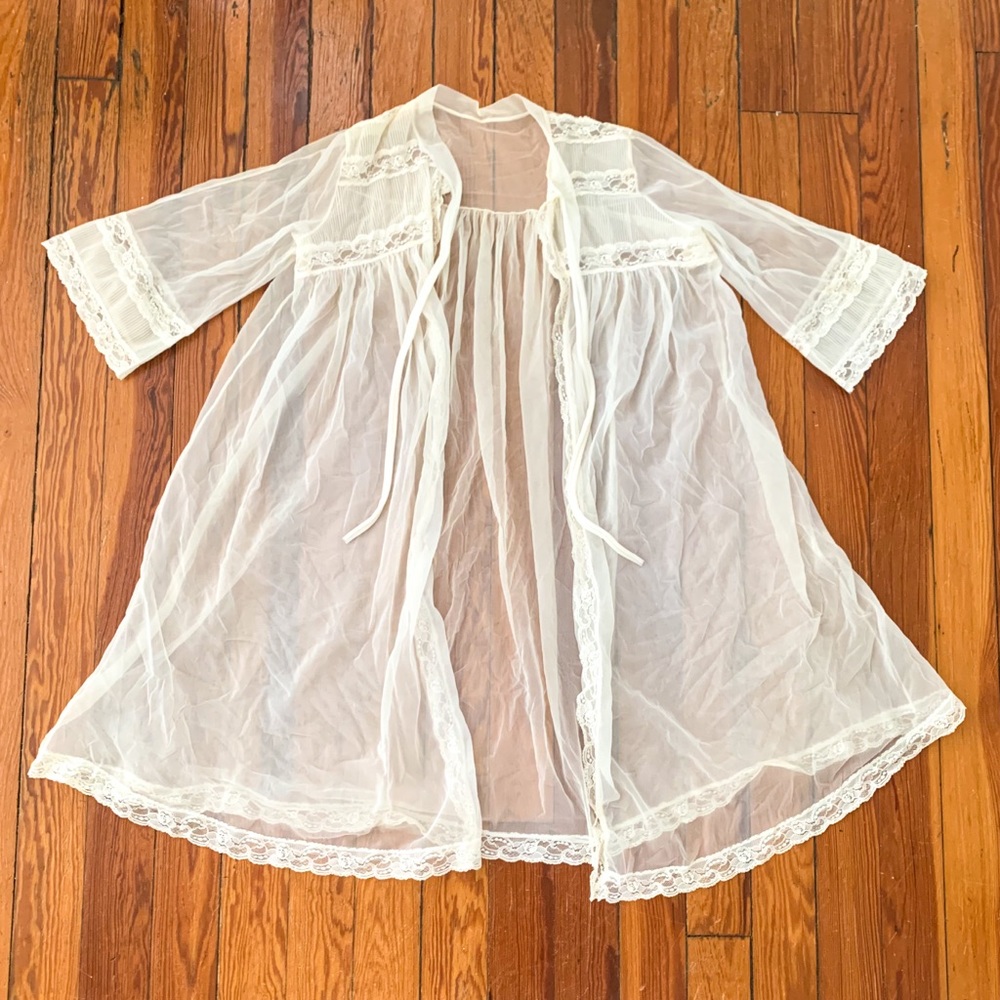 Vintage Sheer and Lace Lingerie Robe